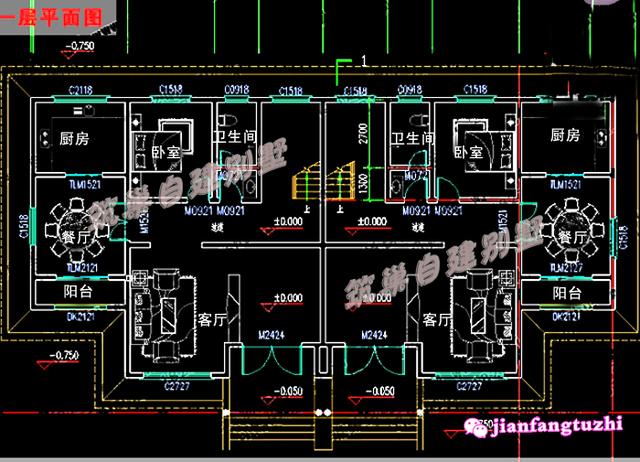 三層對(duì)稱雙拼別墅設(shè)計(jì)圖，造價(jià)50萬，實(shí)用又好看，一起來看看！