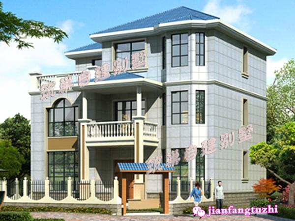 占地150㎡三層新農(nóng)村別墅設(shè)計(jì)圖，帶大露臺(tái)，高檔大氣，滿足農(nóng)村大家庭居住。