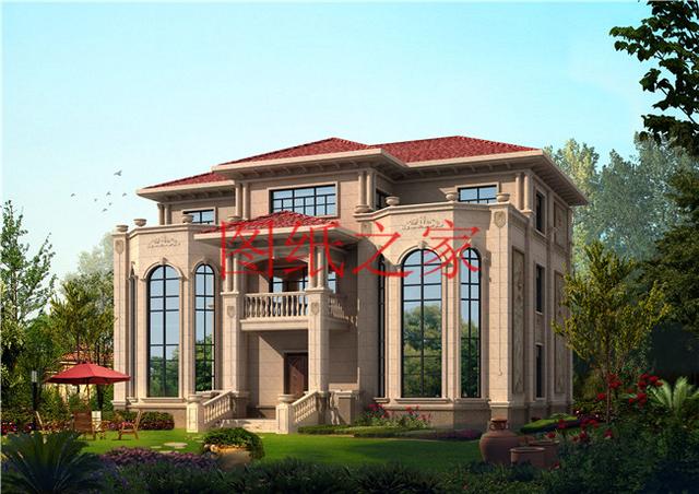 適合大宅基地的三層別墅，包括全套圖紙，豪華氣派，絕對讓你眼前一亮！