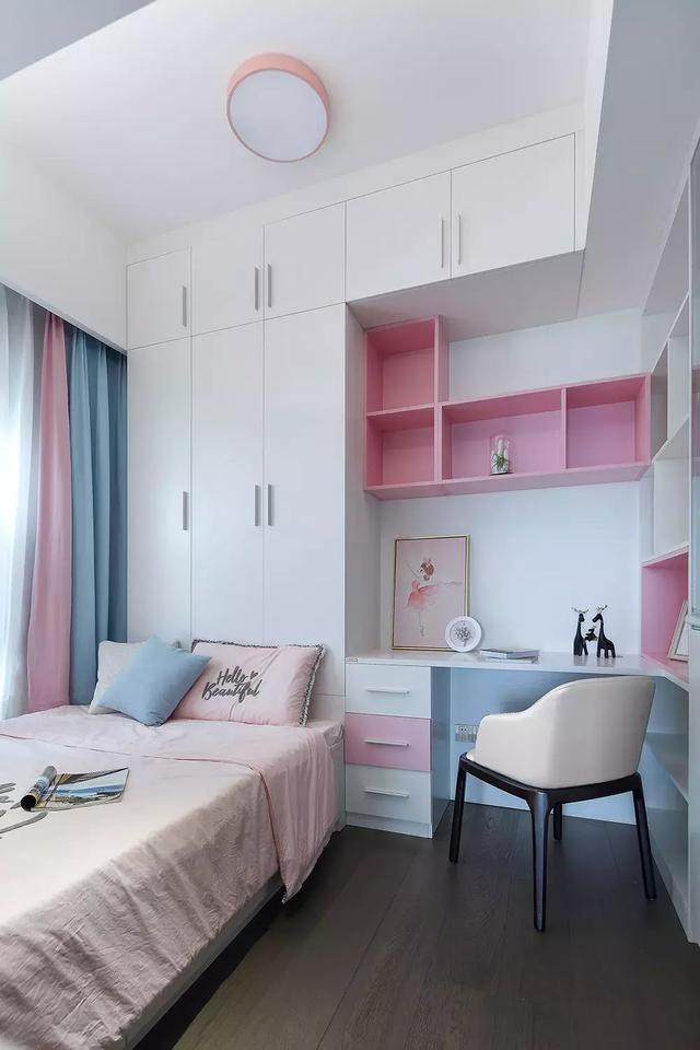 117平現(xiàn)代簡約風(fēng)格裝修案例，簡單大方，尤其是臥室粉色調(diào)的裝修，看著就美醉了！