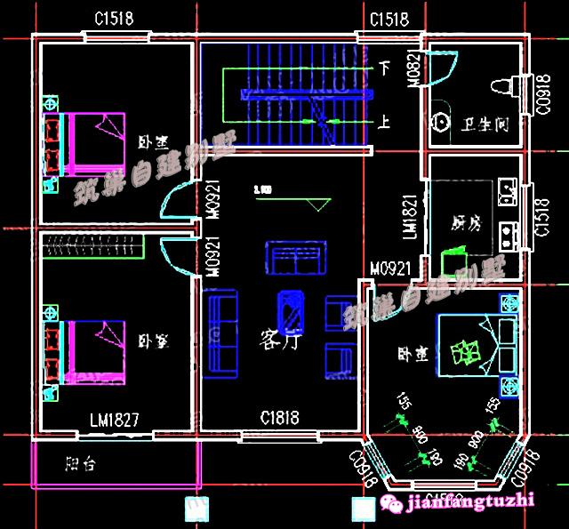 12x11米農(nóng)村磚混結(jié)構(gòu)三層別墅設(shè)計(jì)圖，戶型方正，空間利用率高，造價(jià)低。