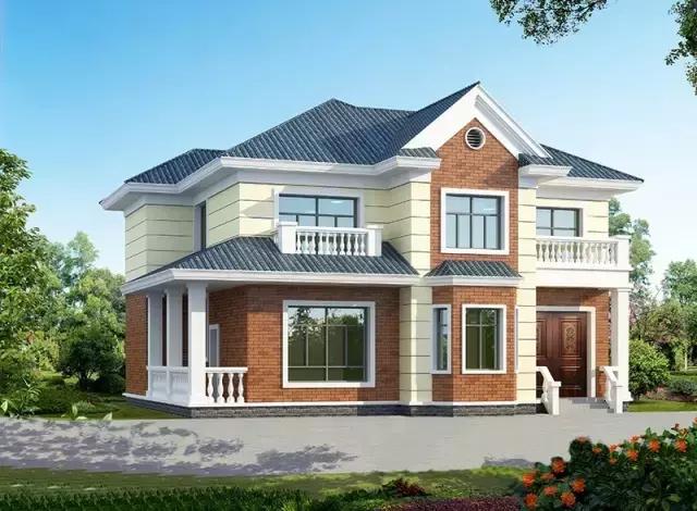 13.6×12.3米農(nóng)村二層自建房，帶飄窗，經(jīng)濟(jì)又美觀。