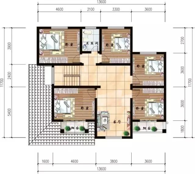 13.6×12.3米農(nóng)村二層自建房，帶飄窗，經(jīng)濟(jì)又美觀。