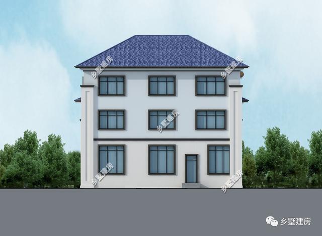 占地166平的三層新中式農村別墅設計圖，堂屋涼亭，造價55萬左右