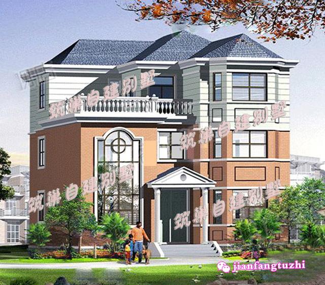 占地140平三層磚混結(jié)構(gòu)別墅設(shè)計(jì)圖，精致漂亮，（附別墅建成實(shí)拍外觀圖）