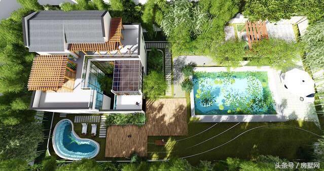 新中式三層磚混結(jié)構(gòu)別墅設(shè)計圖，豪華還帶泳池，被植物環(huán)繞，空氣超好，非常適合養(yǎng)老！