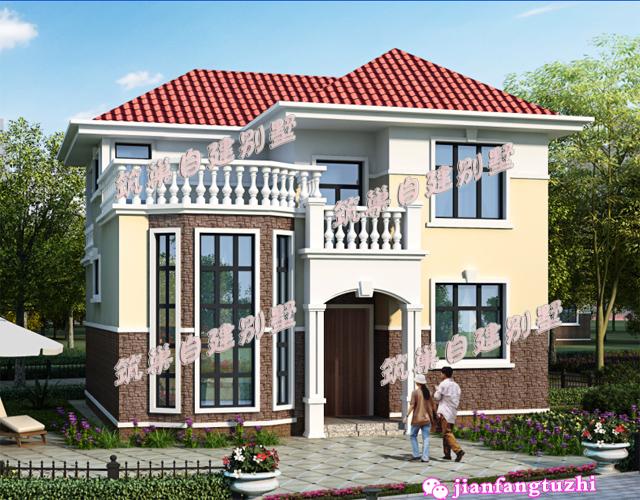 10米x10米農村二層帶夾層磚混結構別墅設計圖，戶型方正，戶型十分漂亮，造價20萬（附鏡像圖）