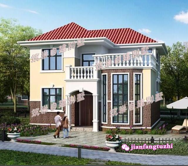 10米x10米農村二層帶夾層磚混結構別墅設計圖，戶型方正，戶型十分漂亮，造價20萬（附鏡像圖）