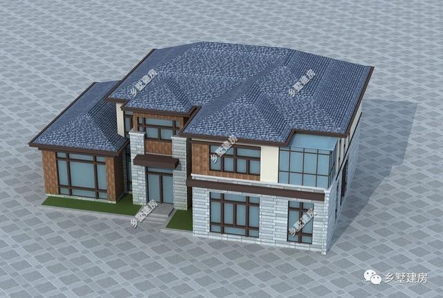 19x13米二層現(xiàn)代別墅設計圖，簡潔大方，帶挑空客廳+獨立式廚房，農村獨一無二