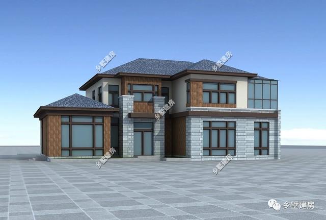 19x13米二層現(xiàn)代別墅設計圖，簡潔大方，帶挑空客廳+獨立式廚房，農村獨一無二