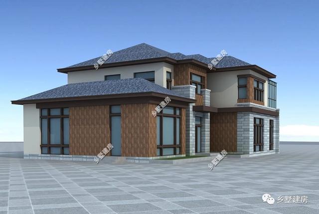 19x13米二層現(xiàn)代別墅設計圖，簡潔大方，帶挑空客廳+獨立式廚房，農村獨一無二