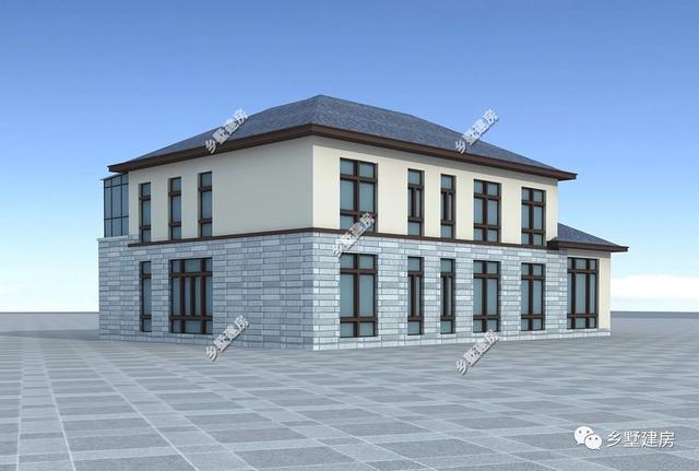 19x13米二層現(xiàn)代別墅設計圖，簡潔大方，帶挑空客廳+獨立式廚房，農村獨一無二