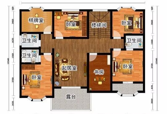 14.7米x10.3米農(nóng)村二層現(xiàn)代別墅設(shè)計(jì)圖，帶棋牌室，適合農(nóng)村自建！