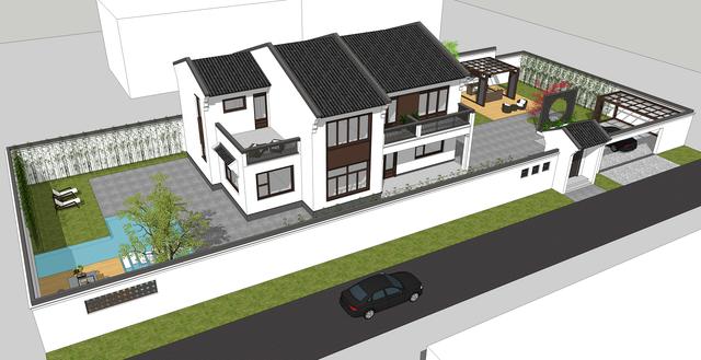 15.3米X11.5米二層新中式別墅設(shè)計(jì)圖，帶活動(dòng)室和健身房，造價(jià)40萬(wàn)，在家也能運(yùn)動(dòng)！