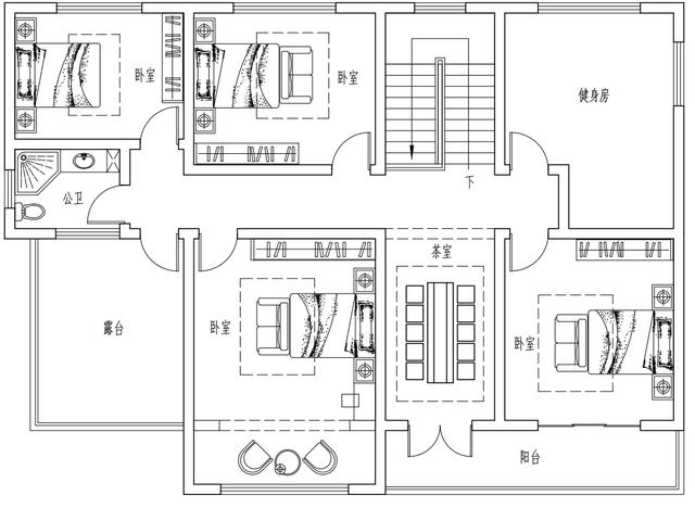 15.3米X11.5米二層新中式別墅設(shè)計(jì)圖，帶活動(dòng)室和健身房，造價(jià)40萬(wàn)，在家也能運(yùn)動(dòng)！