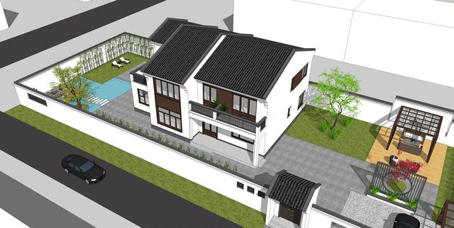 15.3米X11.5米二層新中式別墅設(shè)計(jì)圖，帶活動(dòng)室和健身房，造價(jià)40萬(wàn)，在家也能運(yùn)動(dòng)！