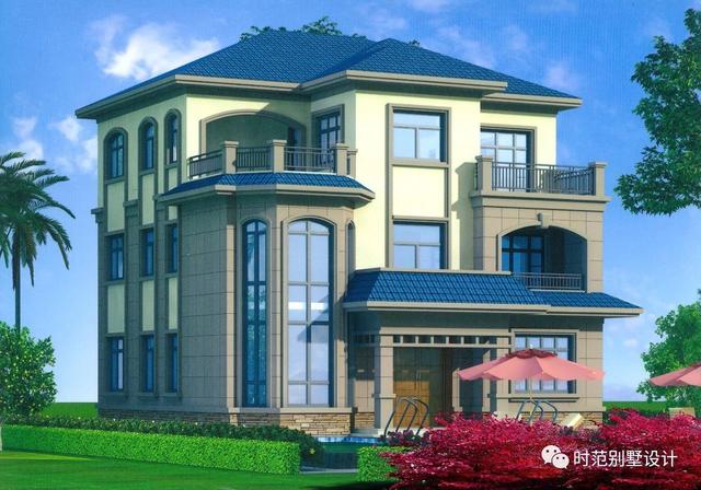 農(nóng)村三層歐式獨棟別墅設(shè)計圖，外觀優(yōu)雅端莊，古樸大方，8室4廳，適合農(nóng)村自建