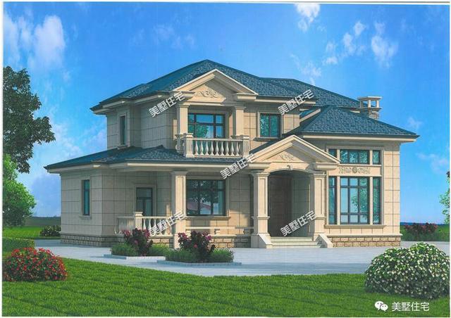 五款開間15米的農(nóng)村歐式別墅設(shè)計(jì)圖，第三款帶陽光房，第4款的造價(jià)最低，主體造價(jià)24萬左右。