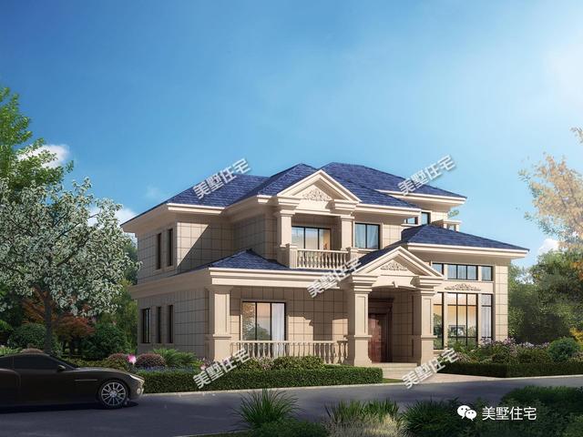 五款開間15米的農(nóng)村歐式別墅設(shè)計(jì)圖，第三款帶陽光房，第4款的造價(jià)最低，主體造價(jià)24萬左右。