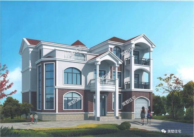 15.5X13.2米三層農(nóng)村別墅設(shè)計圖，8室3廳，帶車庫，布局也是很實用！