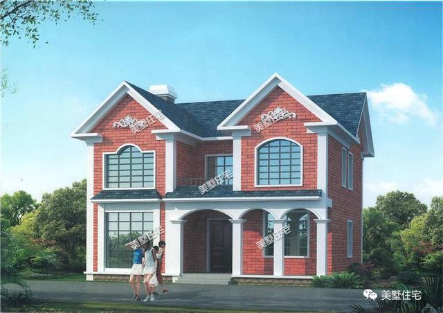 12米X10米小巧雙層磚混簡歐小別墅設(shè)計圖，5臥3衛(wèi)，別致大方，實用！