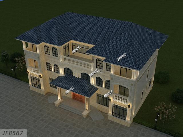 二層兄弟雙拼別墅設(shè)計(jì)圖，外型極美極大氣，建在村里，面子十足！