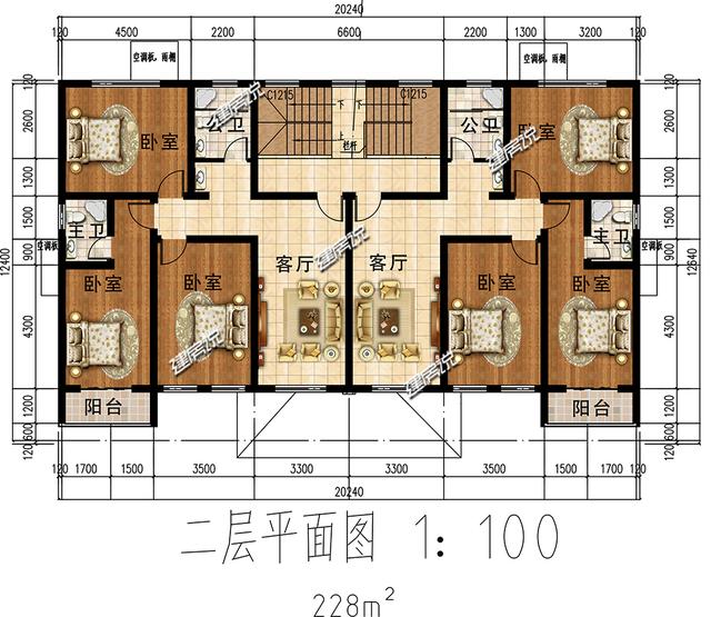 二層兄弟雙拼別墅設(shè)計(jì)圖，外型極美極大氣，建在村里，面子十足！