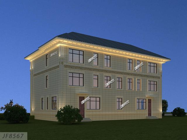 二層兄弟雙拼別墅設(shè)計(jì)圖，外型極美極大氣，建在村里，面子十足！