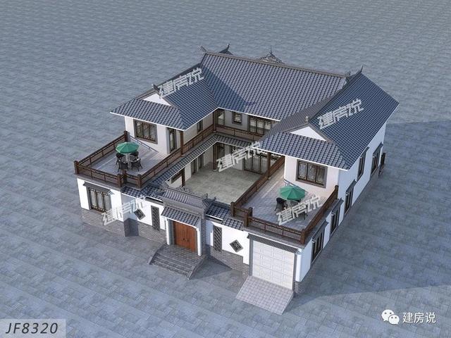 占地444平方米的中式二層別墅設(shè)計圖，有庭有院的家，才是我們最理想的居所。