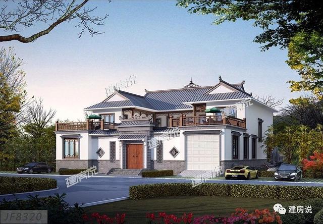 占地444平方米的中式二層別墅設(shè)計圖，有庭有院的家，才是我們最理想的居所。