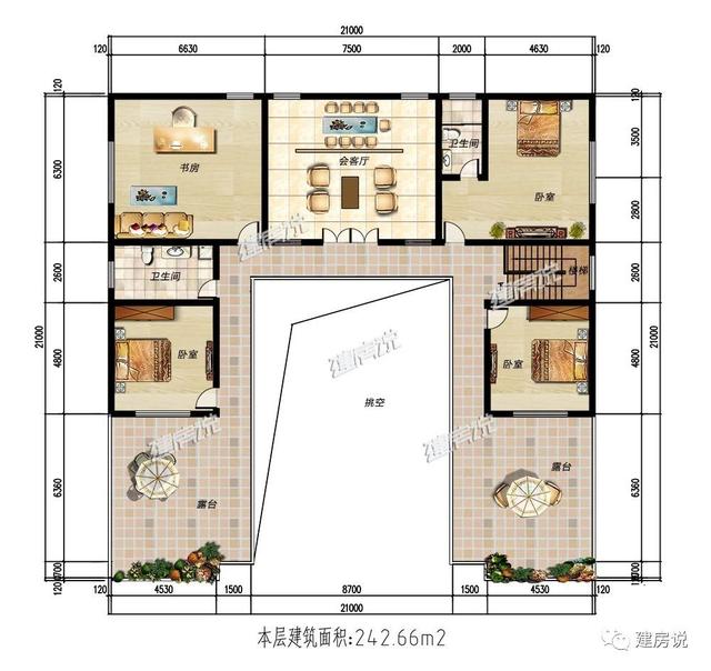 占地444平方米的中式二層別墅設(shè)計圖，有庭有院的家，才是我們最理想的居所。