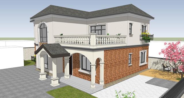 14.5mX11m農(nóng)村二層小情調(diào)別墅設(shè)計(jì)圖，簡(jiǎn)單大方，適合農(nóng)村自建。