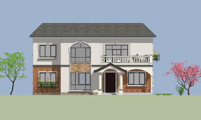 14.5mX11m農(nóng)村二層小情調(diào)別墅設(shè)計(jì)圖，簡(jiǎn)單大方，適合農(nóng)村自建。