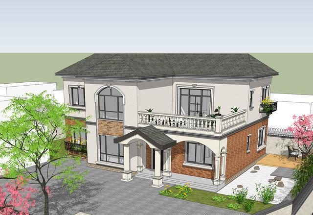 14.5mX11m農(nóng)村二層小情調(diào)別墅設(shè)計(jì)圖，簡(jiǎn)單大方，適合農(nóng)村自建。