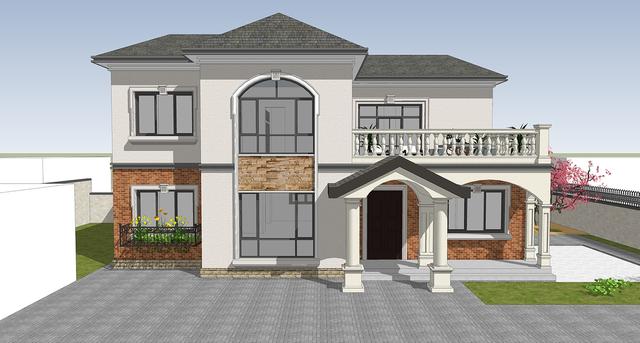 14.5mX11m農(nóng)村二層小情調(diào)別墅設(shè)計(jì)圖，簡(jiǎn)單大方，適合農(nóng)村自建。