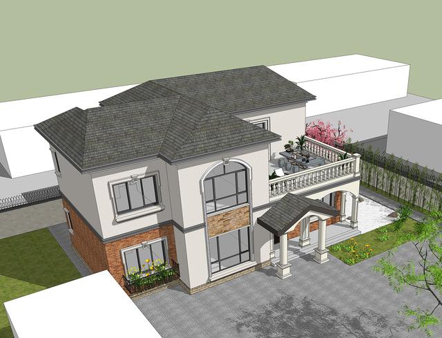 14.5mX11m農(nóng)村二層小情調(diào)別墅設(shè)計(jì)圖，簡(jiǎn)單大方，適合農(nóng)村自建。