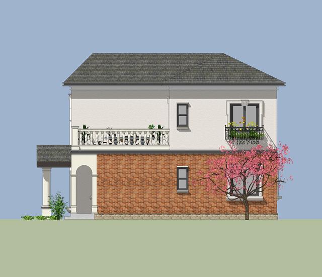 14.5mX11m農(nóng)村二層小情調(diào)別墅設(shè)計(jì)圖，簡(jiǎn)單大方，適合農(nóng)村自建。