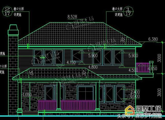 農(nóng)村二層磚混結(jié)構(gòu)別墅設(shè)計(jì)圖，占地186平，時(shí)尚又實(shí)惠，帶車庫，造價(jià)22萬！