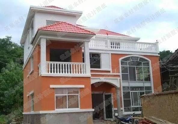 14×4米三層農(nóng)村別墅設(shè)計(jì)圖，帶超大落地窗+挑空大客廳，時(shí)尚大氣，造價(jià)35萬