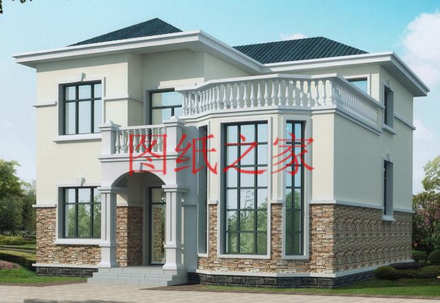 新穎別致的二層農(nóng)村別墅，占地130平米，蓋起來絕對(duì)有面子！