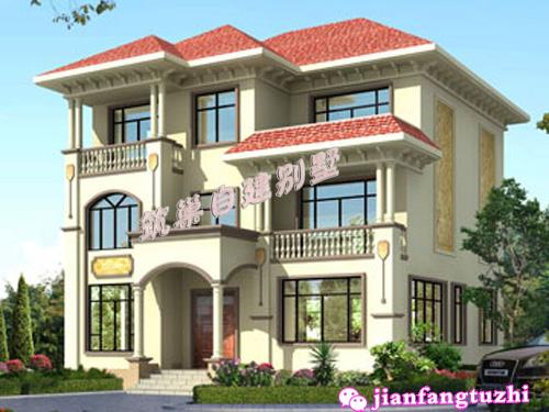 12x12米三層框架結(jié)構(gòu)別墅設(shè)計圖，外形雅致美觀，造價35萬。