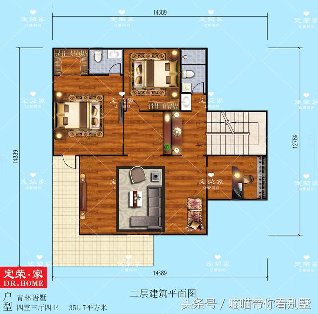 二層農(nóng)村自建房，四室三廳四衛(wèi)，戶型獨特，整體外觀大氣