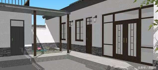 一層新中式別墅設(shè)計圖，造型相對簡單，超大露臺設(shè)計，這別墅住的太舒心