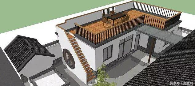 一層新中式別墅設(shè)計圖，造型相對簡單，超大露臺設(shè)計，這別墅住的太舒心