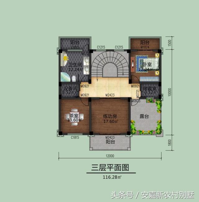 占地120平方米的農(nóng)村三層別墅設(shè)計(jì)圖，簡單大氣，這房子你能打幾分？