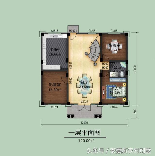 占地120平方米的農(nóng)村三層別墅設(shè)計(jì)圖，簡單大氣，這房子你能打幾分？