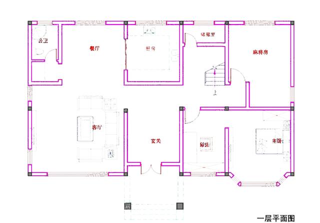 占地面積約150平方米的農(nóng)村二層自建房，帶挑空客廳+落地窗，清爽大方
