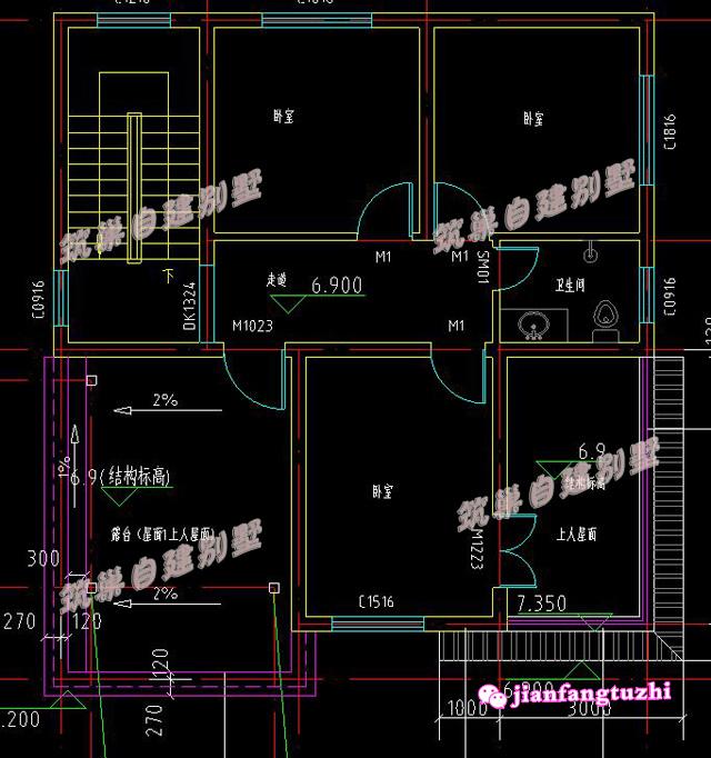 9.6 米x10.8米三層農(nóng)村自建房，帶露臺+車庫，大氣美觀，功能齊全設(shè)備完善，是一個理想的建筑戶型。