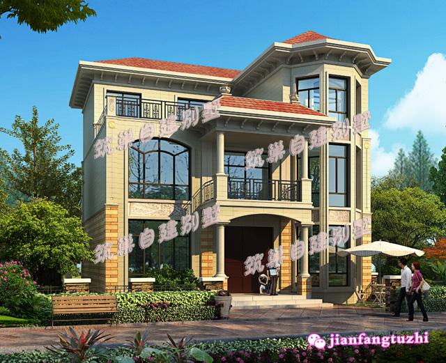 9.6 米x10.8米三層農(nóng)村自建房，帶露臺+車庫，大氣美觀，功能齊全設(shè)備完善，是一個理想的建筑戶型。