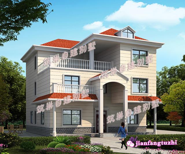 9.6 米x10.8米三層農(nóng)村自建房，帶露臺+車庫，大氣美觀，功能齊全設(shè)備完善，是一個理想的建筑戶型。